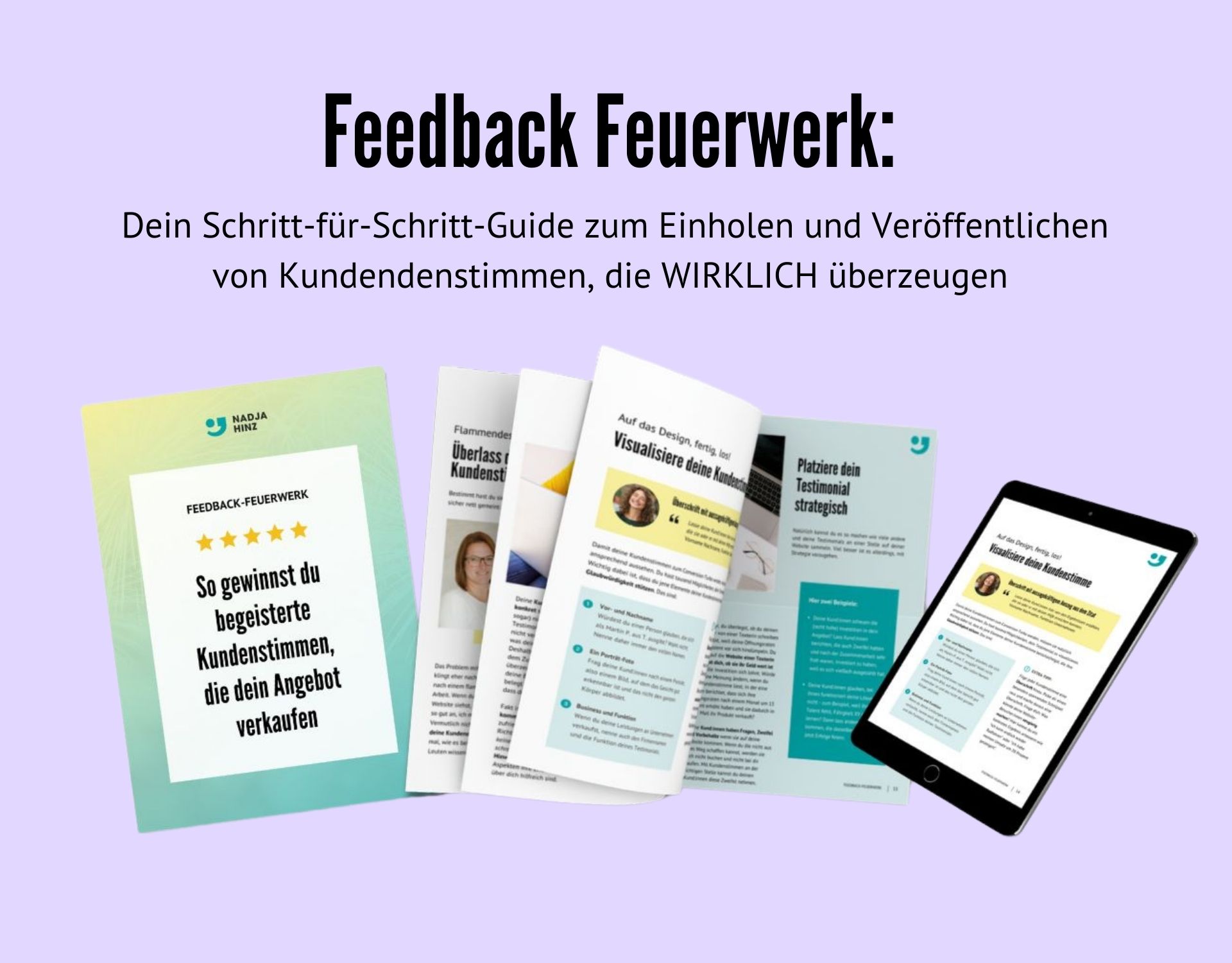 Mockup des Kundenstimmen-Guides für Kundenstimmen auf deiner Website.